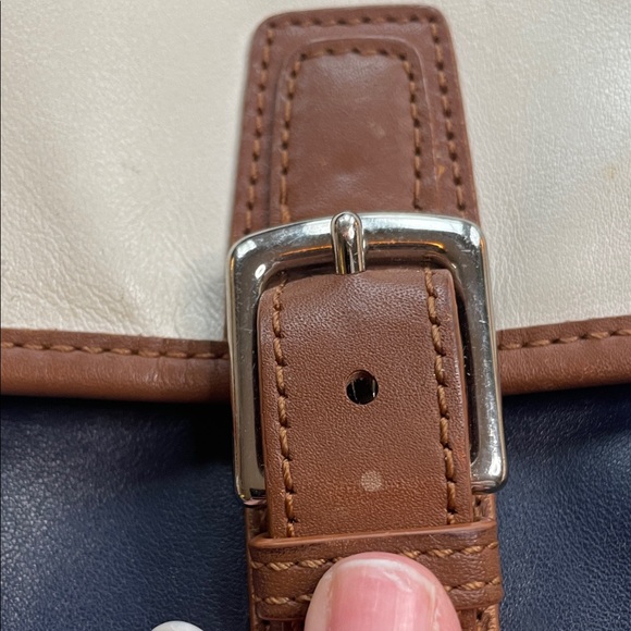 Coach Cream, Blue, and Brown Leather Crossbody Bag - Picture 9 of 16